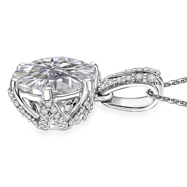 Shop Lc Moissanite 4.00 Ctw Crown Pendant Necklace In 10K White Gold 20 Inches