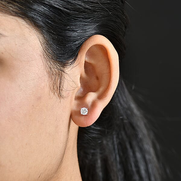 Shop Lc Moissanite Earrings In Rhodium Over Sterling Silver 1.00 Ctw