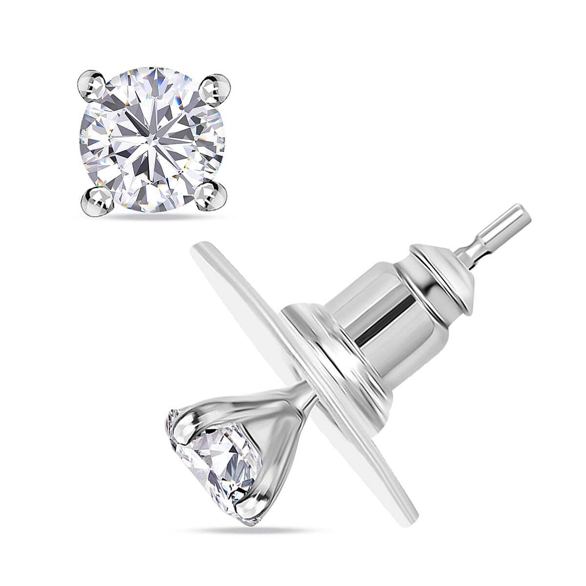 shop lc Moissanite Earrings in Rhodium Over Sterling Silver 1.00 ctw