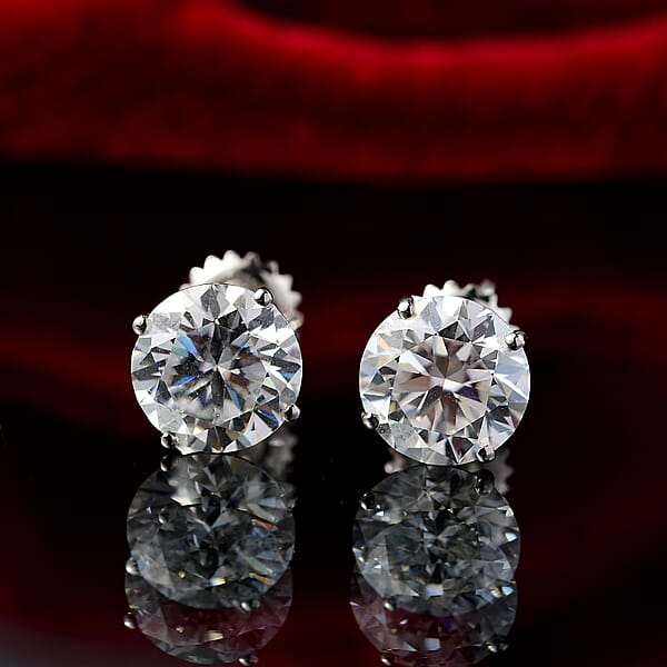 Shop Lc Moissanite Solitaire Stud Earrings In 950 Platinum 3.60 Ctw