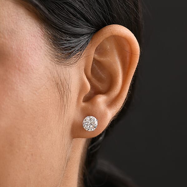 Shop Lc Moissanite Solitaire Stud Earrings In 950 Platinum 3.60 Ctw