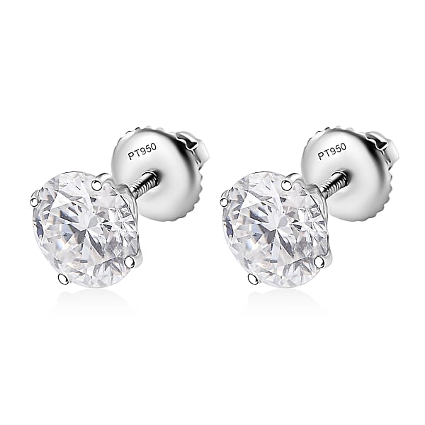 Shop Lc Moissanite Solitaire Stud Earrings In 950 Platinum 3.60 Ctw