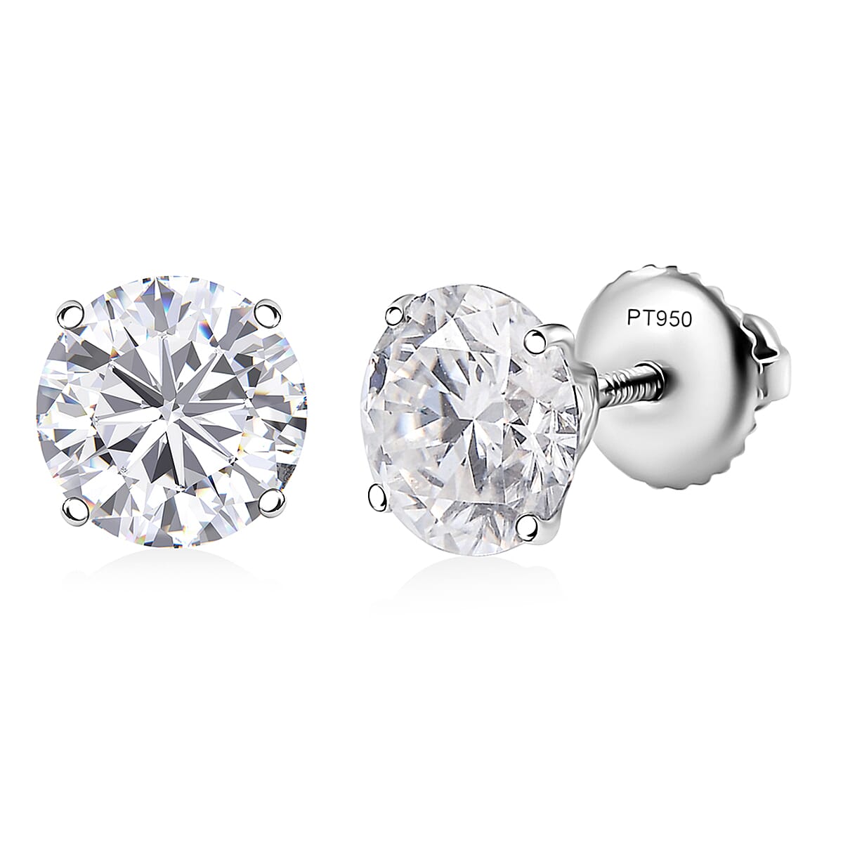 shop lc Moissanite Solitaire Stud Earrings in 950 Platinum 3.60 ctw