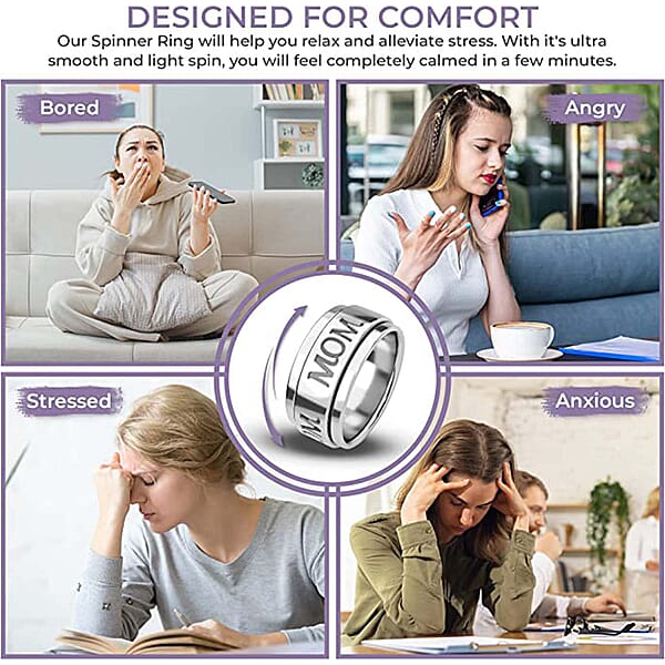 Shop Lc Mom Spinner Ring In Sterling Silver Anxiety Ring For Women Fidget Rings For Anxiety For Women Promise Rings 6.50 Grams