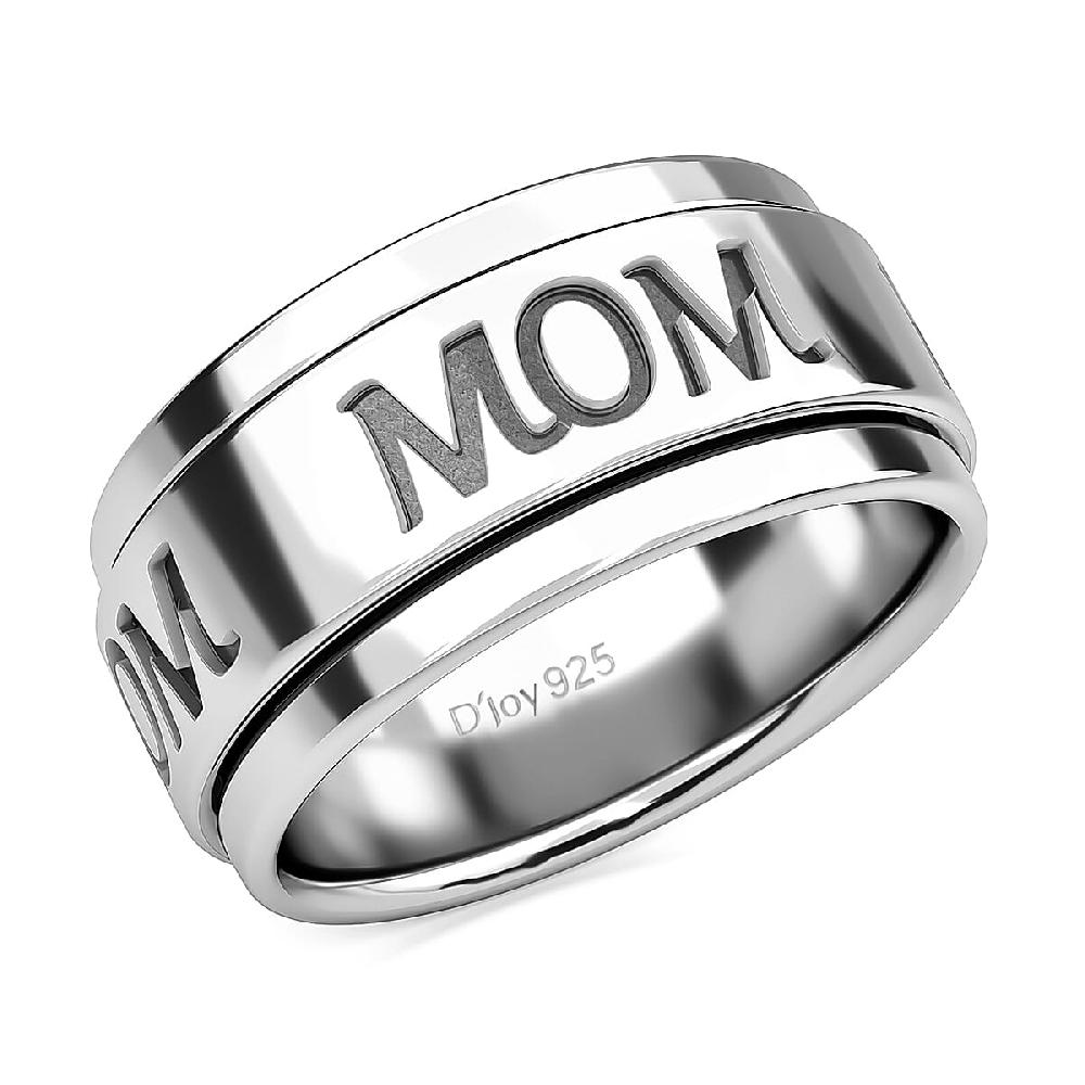 shop lc Mom Spinner Ring in Sterling Silver Anxiety Ring for Women Fidget Rings for Anxiety for Women Promise Rings 6.50 Grams