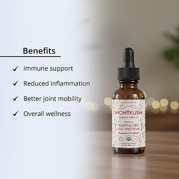 Shop Lc MontKush USDA Organic Seasonal 1000mg CBD Oil - Peppermint Bark 1oz