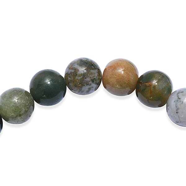 Shop Lc Moss Agate 140.00 Ctw Beaded Stretch Bracelet