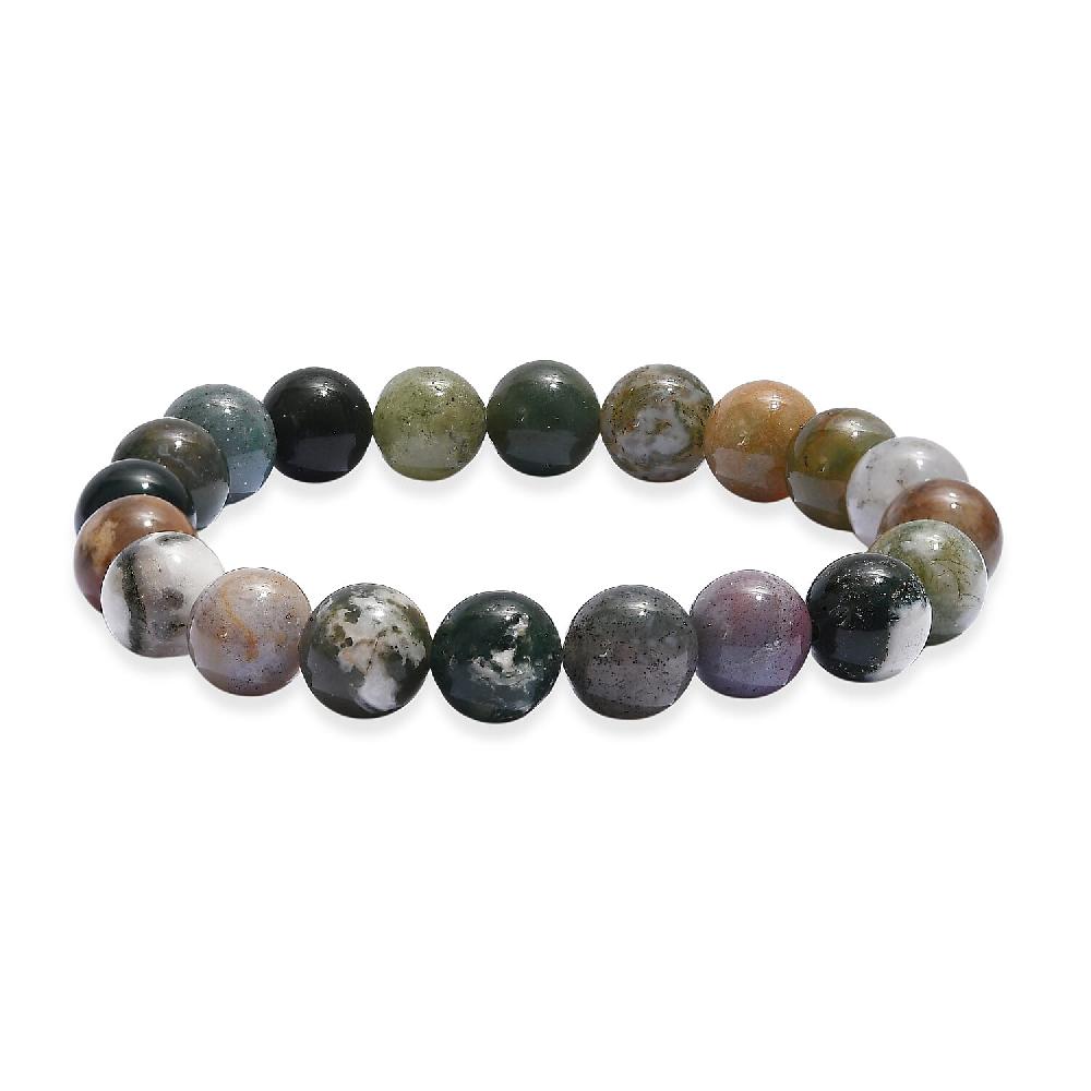 shop lc Moss Agate 140.00 ctw Beaded Stretch Bracelet
