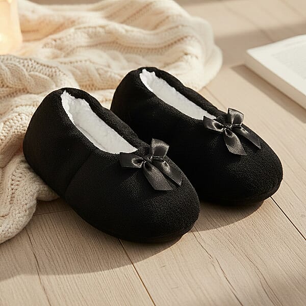 Shop Lc Mossimo Charcoal Bow Slippers With Grippers - S/M