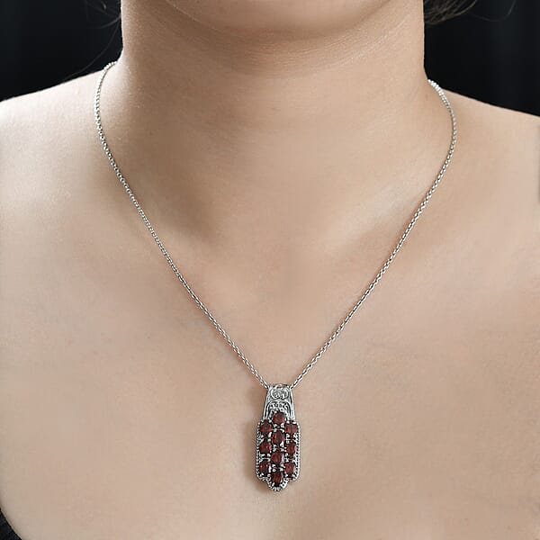 Shop Lc Mozambique Garnet 5.50 Ctw Pendant Without Chain In Stainless Steel
