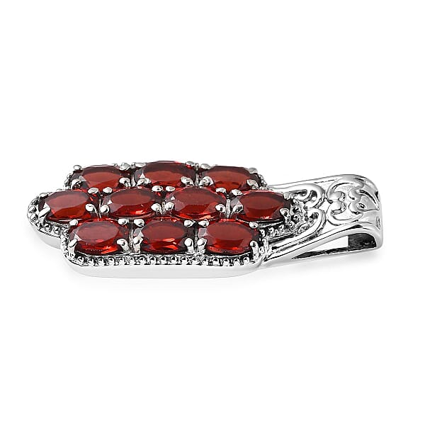 Shop Lc Mozambique Garnet 5.50 Ctw Pendant Without Chain In Stainless Steel