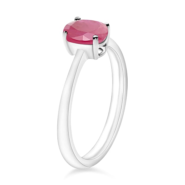 Shop Lc Mozambique Ruby 1.10 Ctw Solitaire Ring In Platinum Over Sterling Silver (Del. In 10-12 Days)