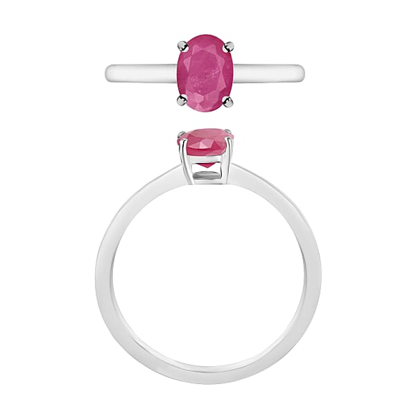 Shop Lc Mozambique Ruby 1.10 Ctw Solitaire Ring In Platinum Over Sterling Silver (Del. In 10-12 Days)