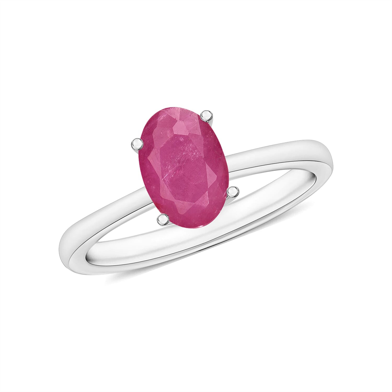 shop lc Mozambique Ruby 1.10 ctw Solitaire Ring in Platinum Over Sterling Silver (Del. in 10-12 Days)