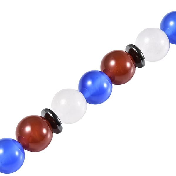 Shop Lc Multi Agate 114.50 Ctw 9-11mm And Hematite Beaded Bracelet In Stainless Steel (7.00 In)