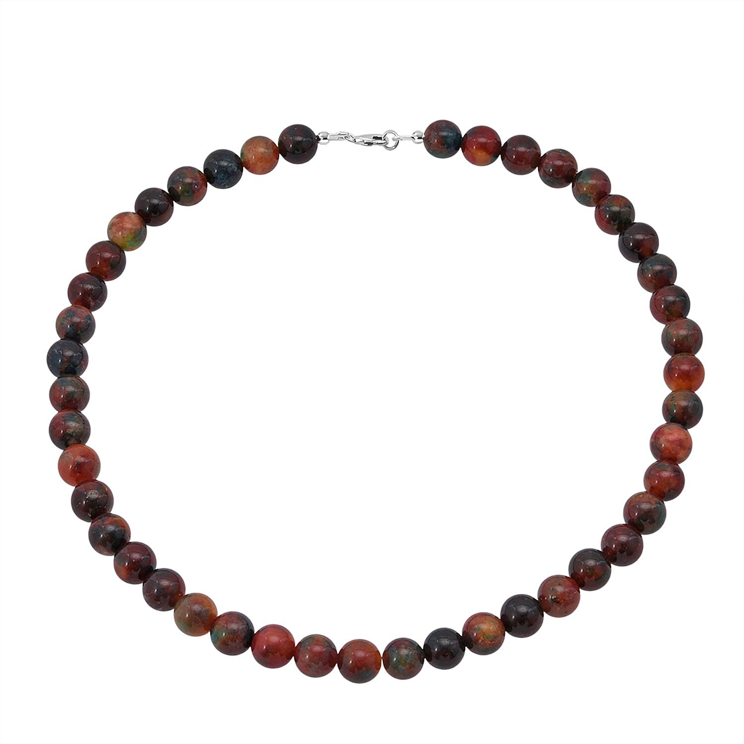 shop lc Multi Agate Beaded 314.50 ctw Necklace 18 Inches in Sterling Silver