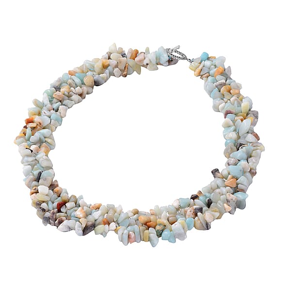 Shop Lc Multi Amazonite Chips Stretch Bracelet Dangle Earrings Toggle Clasp Necklace In Black Oxidized Stainless Steel 927.85 Ctw