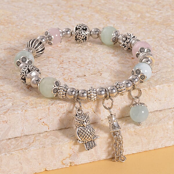 Shop Lc Multi Beryl 44.50 Ctw Beaded Stretch Bracelet With Silvertone Charm