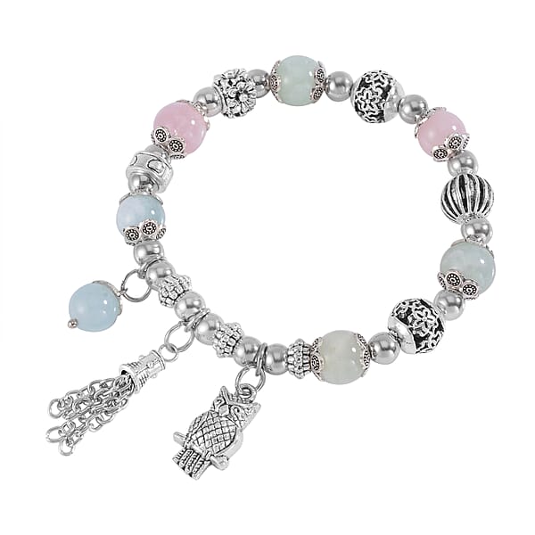 Shop Lc Multi Beryl 44.50 Ctw Beaded Stretch Bracelet With Silvertone Charm