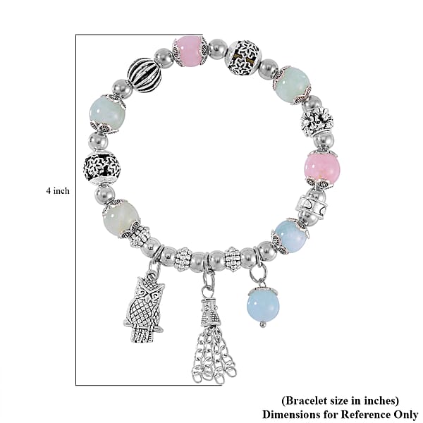 Shop Lc Multi Beryl 44.50 Ctw Beaded Stretch Bracelet With Silvertone Charm