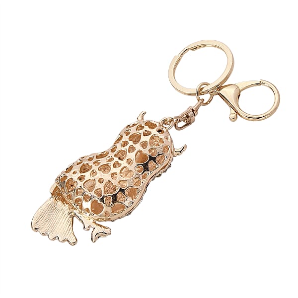 Shop Lc Multi Color Austrian Crystal Enameled Owl Keychain In Goldtone