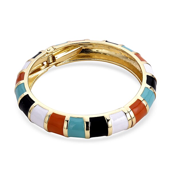 Shop Lc Multi Color Enameled Bangle Bracelet In Goldtone (7.25 In)