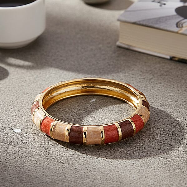 Shop Lc Multi Color Enameled Bangle Bracelet In Goldtone (7.25 In)