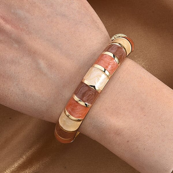 Shop Lc Multi Color Enameled Bangle Bracelet In Goldtone (7.25 In)