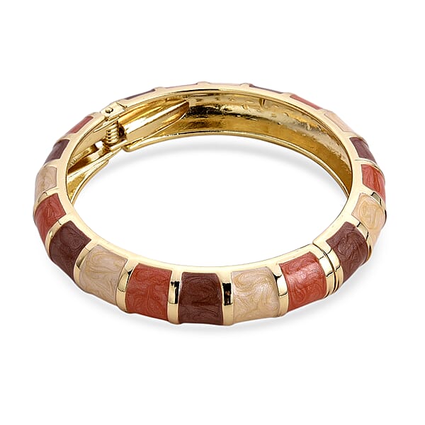 Shop Lc Multi Color Enameled Bangle Bracelet In Goldtone (7.25 In)