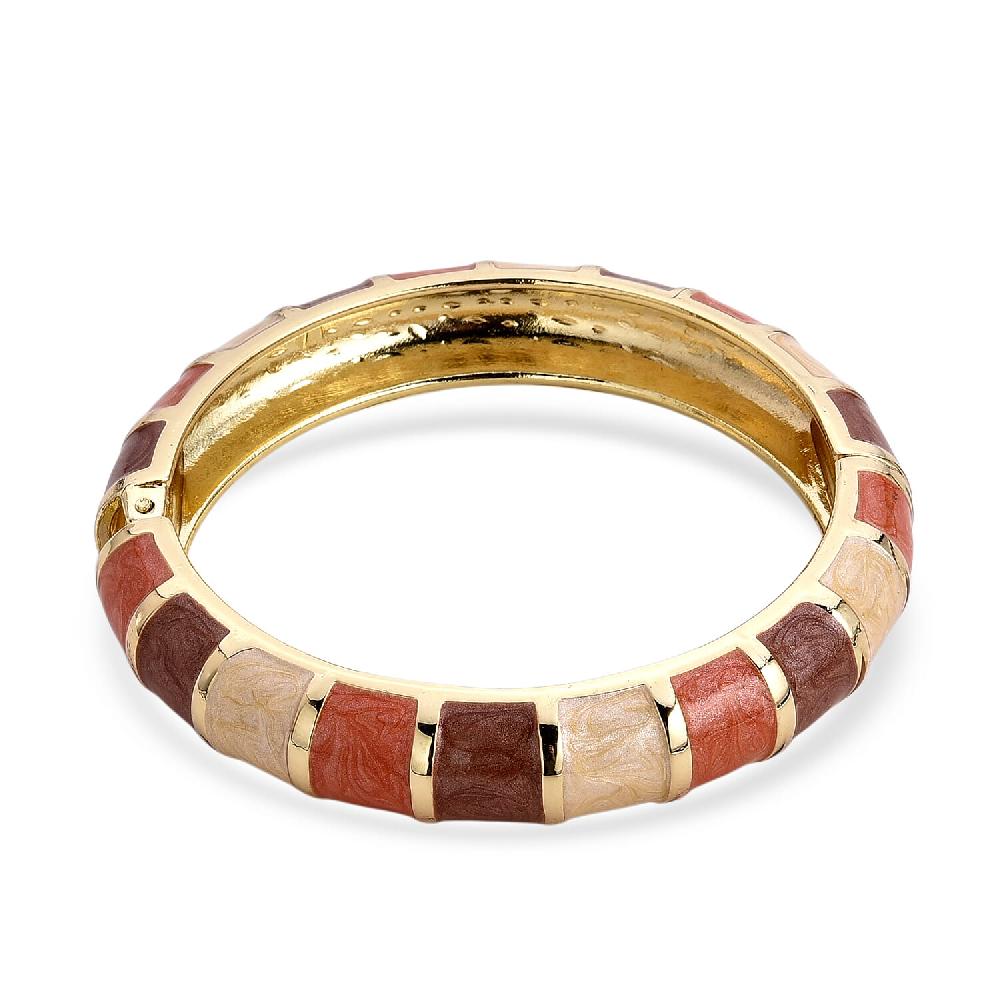 shop lc Multi Color Enameled Bangle Bracelet in Goldtone (7.25 In)