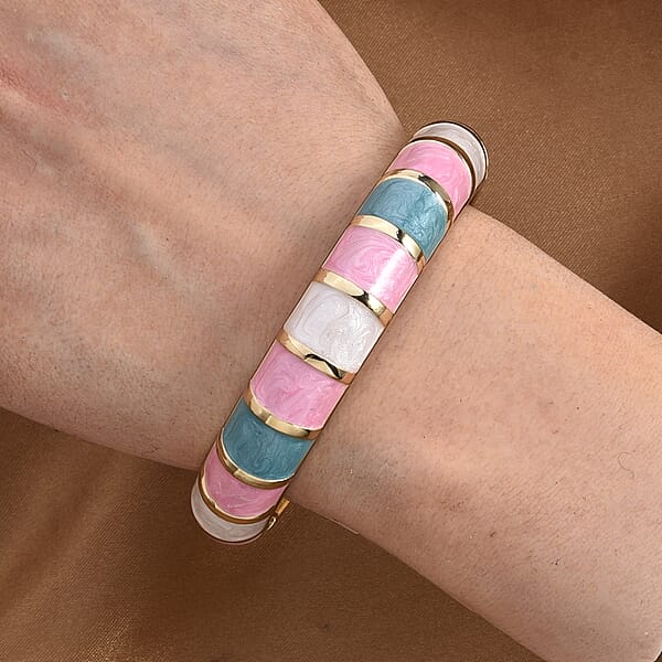 Shop Lc Multi Color Enameled Bangle Bracelet In Goldtone (7.25 In)