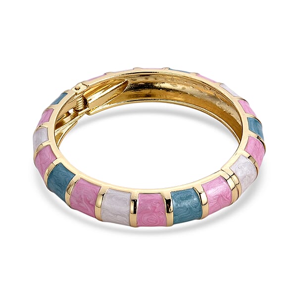 Shop Lc Multi Color Enameled Bangle Bracelet In Goldtone (7.25 In)