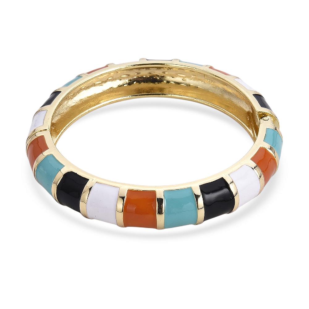 shop lc Multi Color Enameled Bangle Bracelet in Goldtone (7.25 In)