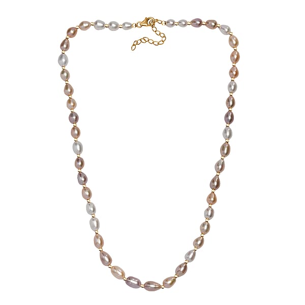 Shop Lc Multi Color Fresh Water Pearl Necklace In 18K Vermeil Yelllow Gold Over Sterling Silver 18 Inches