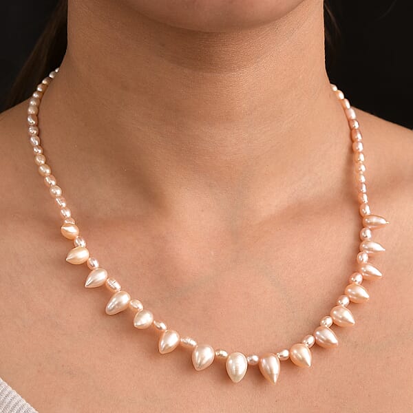 Shop Lc Multi Color Fresh Water Pearl Necklace In 18K Vermeil Yellow Gold Over Sterling Silver 18 Inches