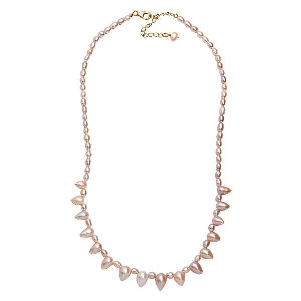 Shop Lc Multi Color Fresh Water Pearl Necklace In 18K Vermeil Yellow Gold Over Sterling Silver 18 Inches