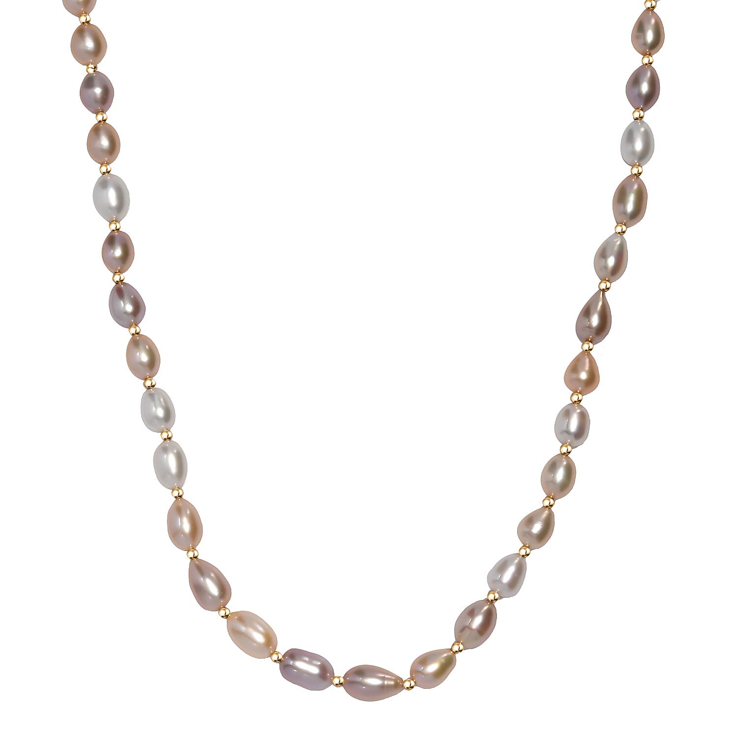 shop lc Multi Color Fresh Water Pearl Necklace in 18K Vermeil Yelllow Gold Over Sterling Silver 18 Inches