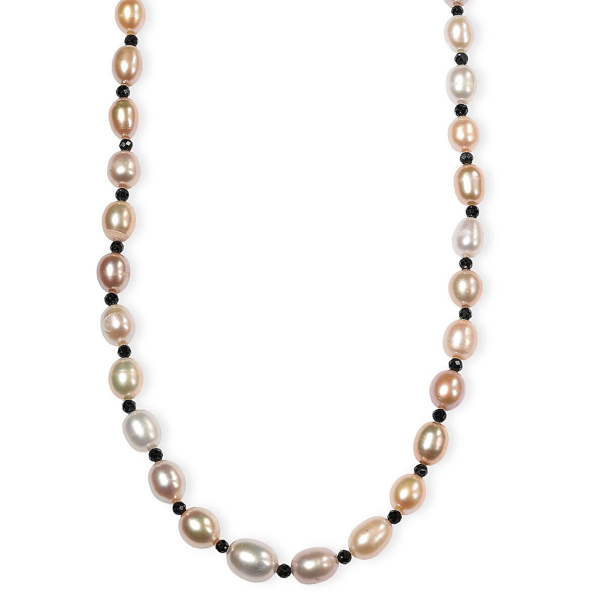 shop lc Multi Color Freshwater Pearl and Mozambique Garnet 8.00 ctw Necklace in Rhodium Over Sterling Silver 18 Inches
