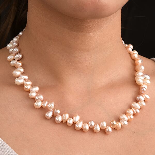 Shop Lc Multi Color Freshwater Pearl Fancy Necklace In 18K Vermeil Yellow Gold Over Sterling Silver 18 Inches