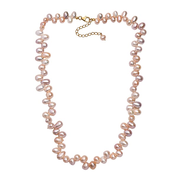 Shop Lc Multi Color Freshwater Pearl Fancy Necklace In 18K Vermeil Yellow Gold Over Sterling Silver 18 Inches