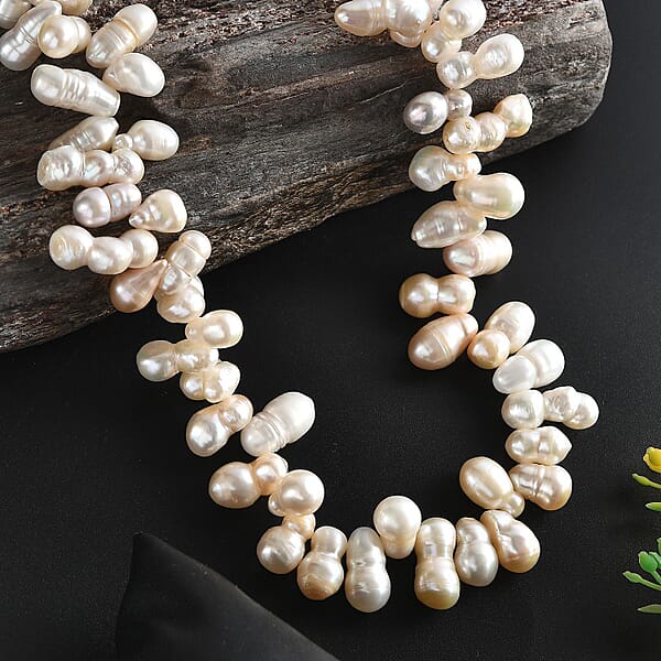 Shop Lc Multi Color Freshwater Pearl Necklace In Rhodium Over Sterling Silver 18 Inches