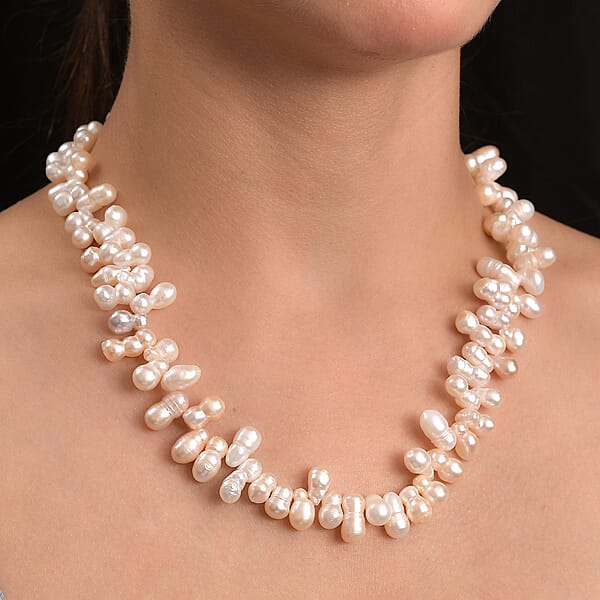 Shop Lc Multi Color Freshwater Pearl Necklace In Rhodium Over Sterling Silver 18 Inches