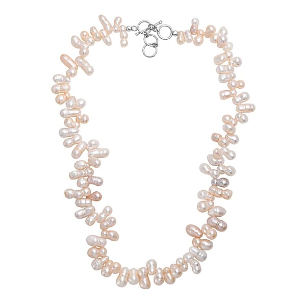 Shop Lc Multi Color Freshwater Pearl Necklace In Rhodium Over Sterling Silver 18 Inches