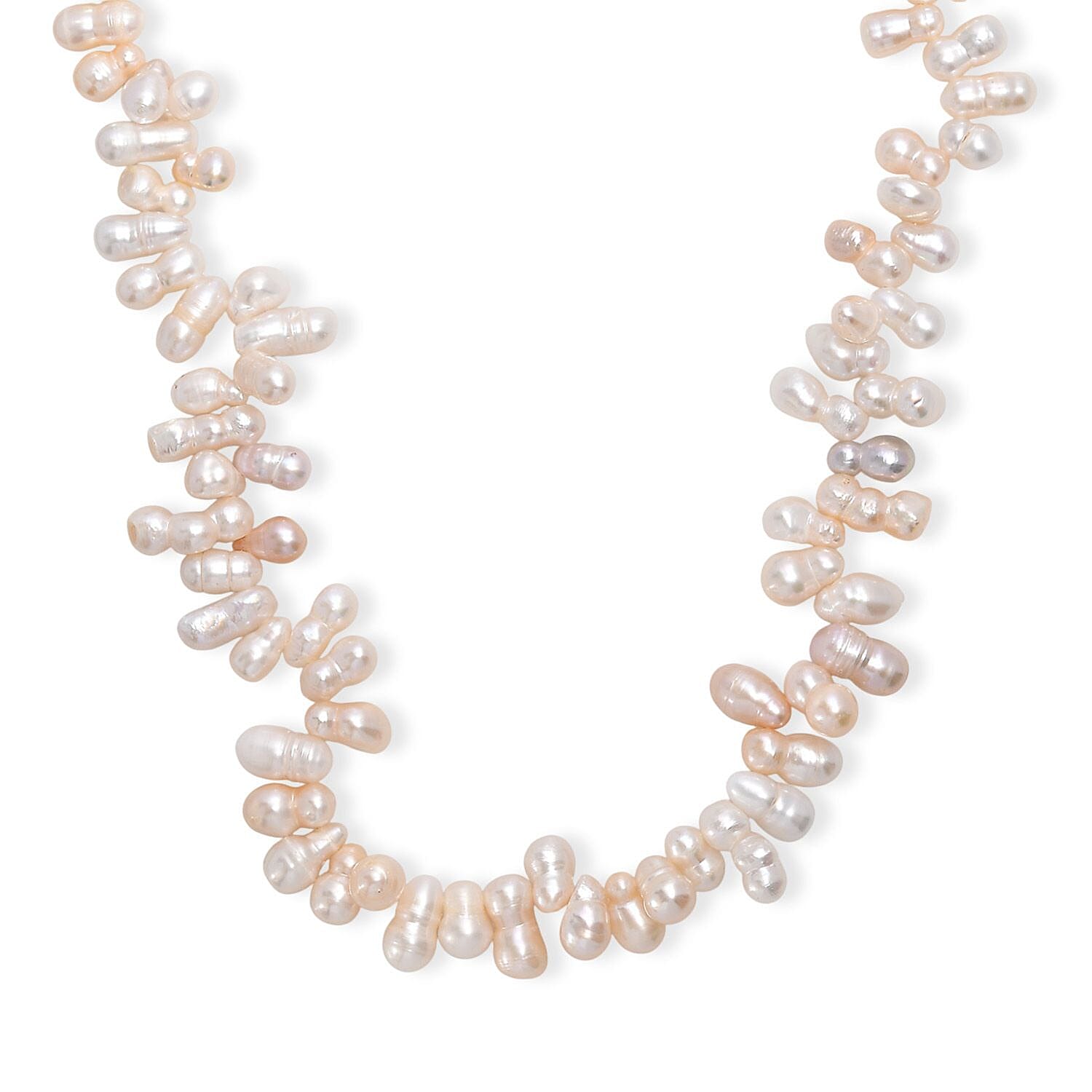 shop lc Multi Color Freshwater Pearl Necklace in Rhodium Over Sterling Silver 18 Inches