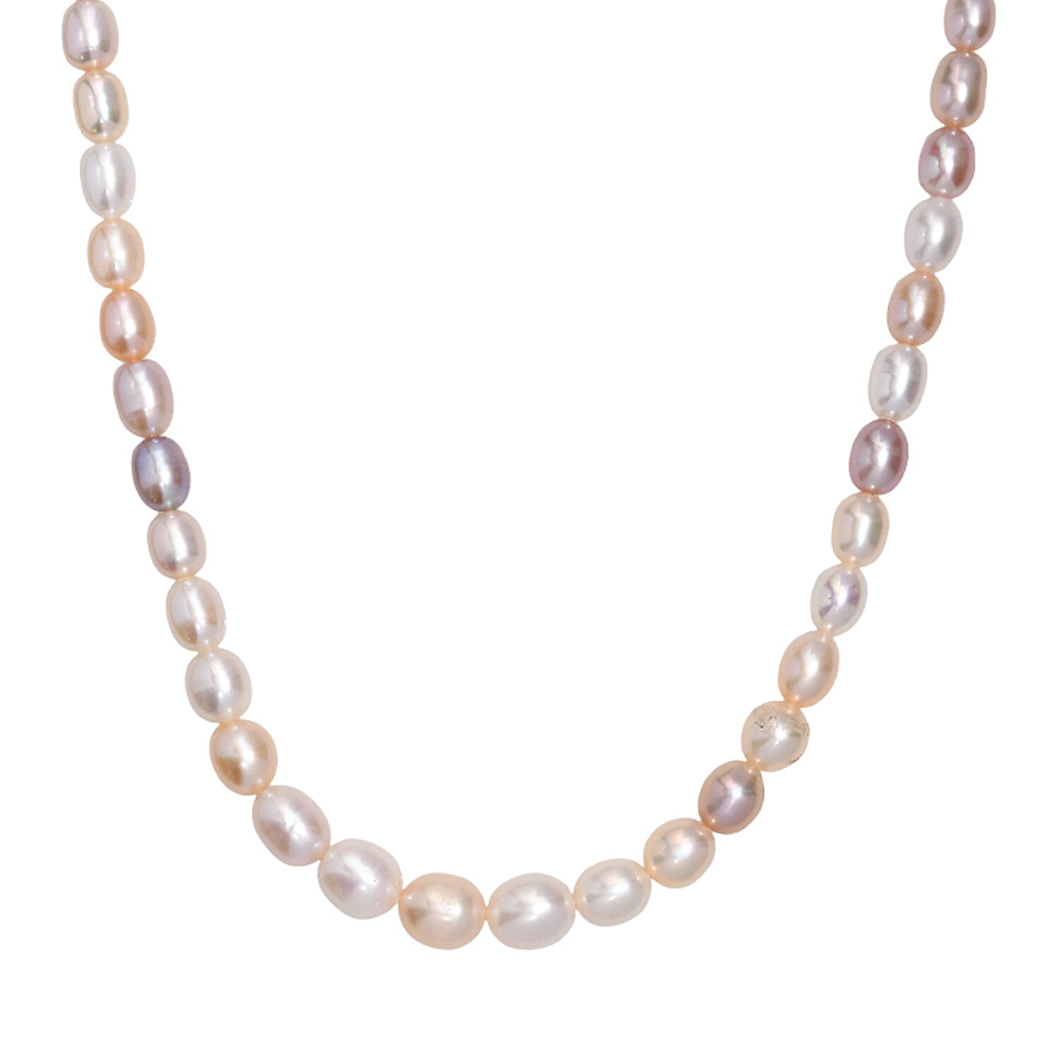 shop lc Multi Color Freshwater Pearl Oval Shape Necklace in 18K Vermeil Yellow Gold Over Sterling Silver 18 Inches