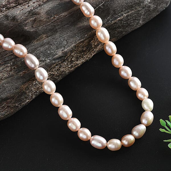 Shop Lc Multi Color Freshwater Pearl Rice Shape Necklace In Rhodium Over Sterling Silver 18 Inches