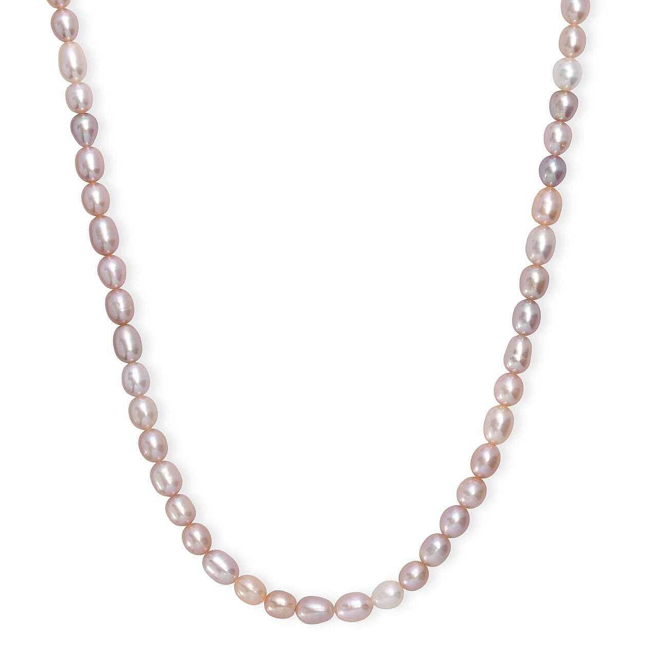 shop lc Multi Color Freshwater Pearl Rice Shape Necklace in Rhodium Over Sterling Silver 18 Inches
