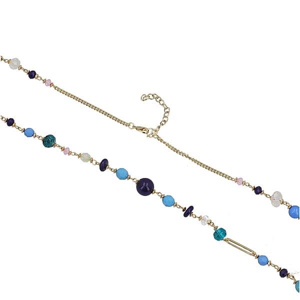 Shop Lc Multi Color Glass Beaded Necklace In Goldtone 36-38 Inches