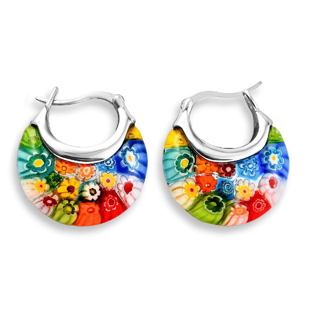 shop lc Multi Color Murano Style Basket Earrings in Stainless Steel with Lifetime Guarantee