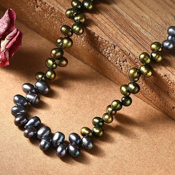 Shop Lc Multi Color Pearl (D) Necklace In Rhodium Over Sterling Silver 18 Inches